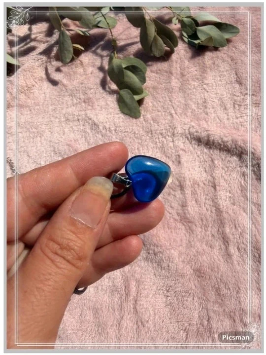 Zwarte koordketting met marineblauw hart – photo 2